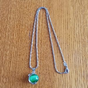 Dolphin Necklace with Cat's Eye Type Ball 17" New